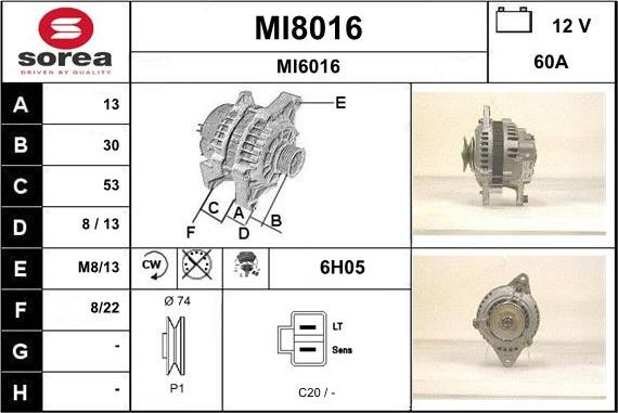 SNRA MI8016 - Alternator autospares.lv