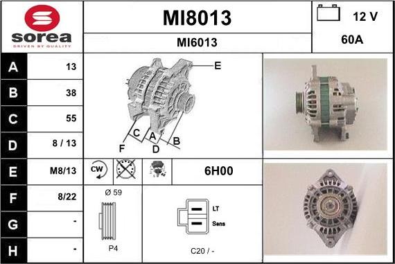 SNRA MI8013 - Alternator autospares.lv