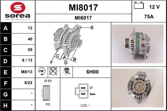 SNRA MI8017 - Alternator autospares.lv