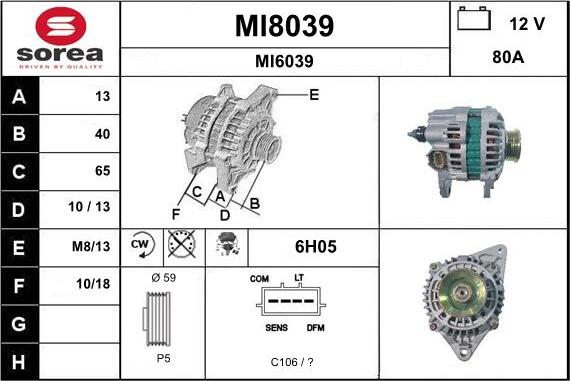 SNRA MI8039 - Alternator autospares.lv