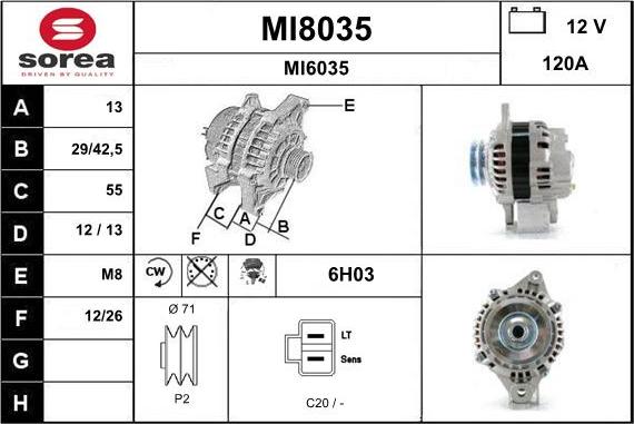 SNRA MI8035 - Alternator autospares.lv