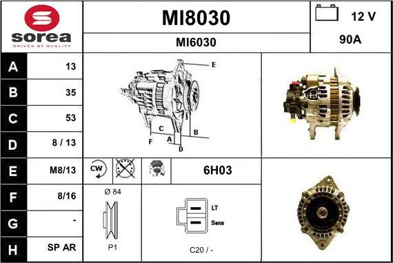 SNRA MI8030 - Alternator autospares.lv
