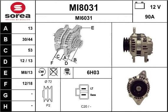 SNRA MI8031 - Alternator autospares.lv