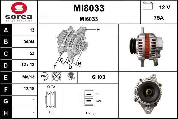 SNRA MI8033 - Alternator autospares.lv