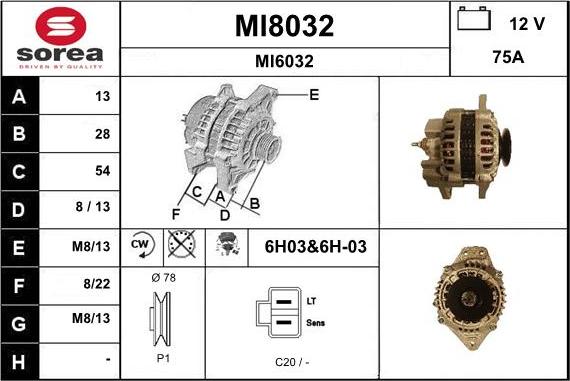 SNRA MI8032 - Alternator autospares.lv