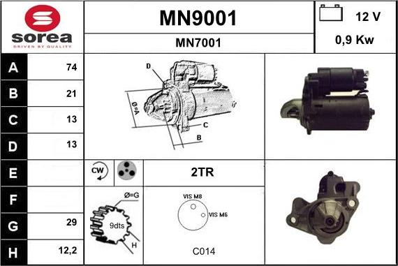 SNRA MN9001 - Starter autospares.lv