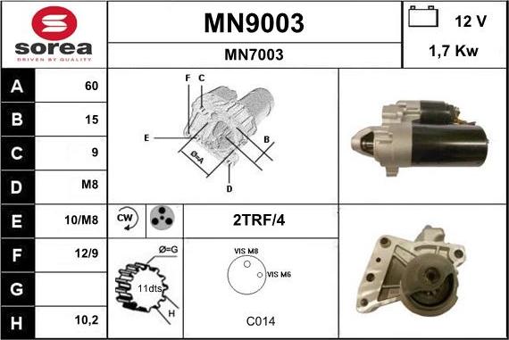 SNRA MN9003 - Starter autospares.lv