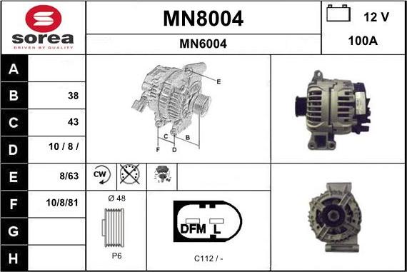 SNRA MN8004 - Alternator autospares.lv