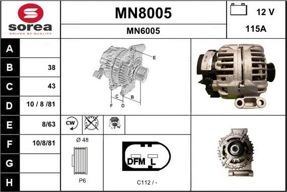 SNRA MN8005 - Alternator autospares.lv