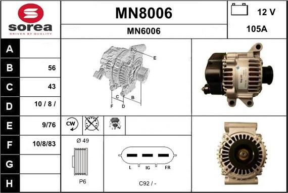 SNRA MN8006 - Alternator autospares.lv