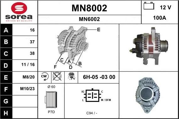 SNRA MN8002 - Alternator autospares.lv