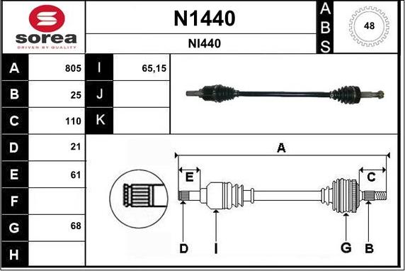 SNRA N1440 - Drive Shaft autospares.lv