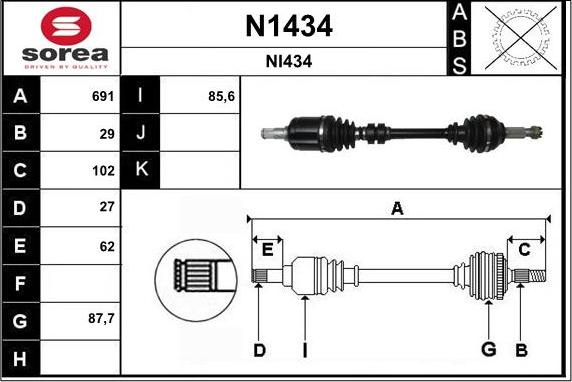 SNRA N1434 - Drive Shaft autospares.lv