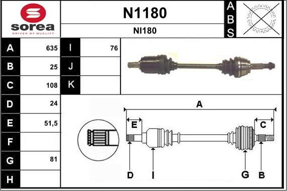 SNRA N1180 - Drive Shaft autospares.lv