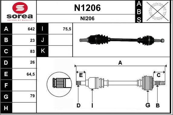 SNRA N1206 - Drive Shaft autospares.lv