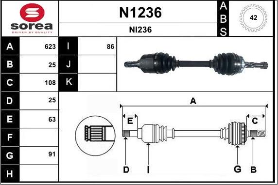 SNRA N1236 - Drive Shaft autospares.lv