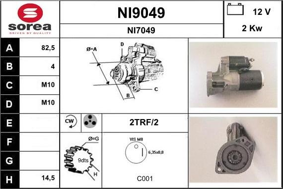 SNRA NI9049 - Starter autospares.lv