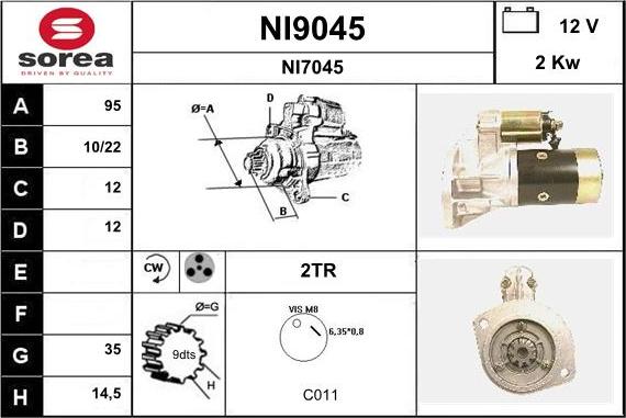 SNRA NI9045 - Starter autospares.lv