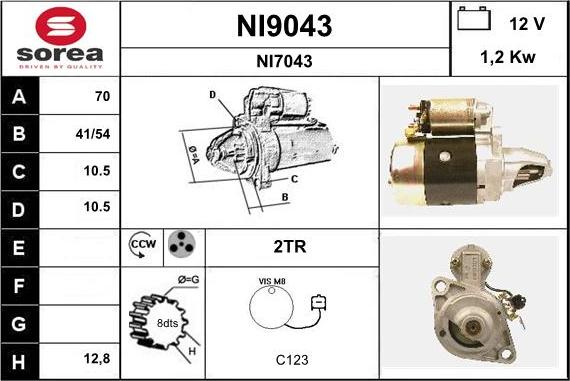 SNRA NI9043 - Starter autospares.lv