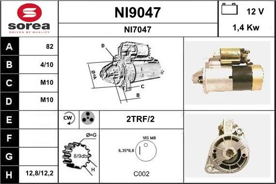 SNRA NI9047 - Starter autospares.lv