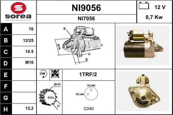 SNRA NI9056 - Starter autospares.lv