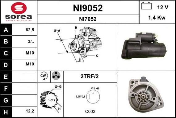 SNRA NI9052 - Starter autospares.lv