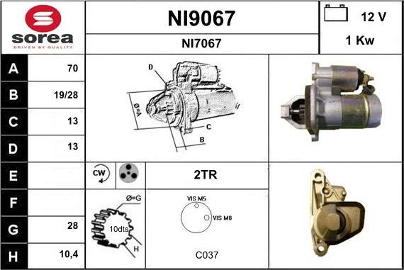 SNRA NI9067 - Starter autospares.lv