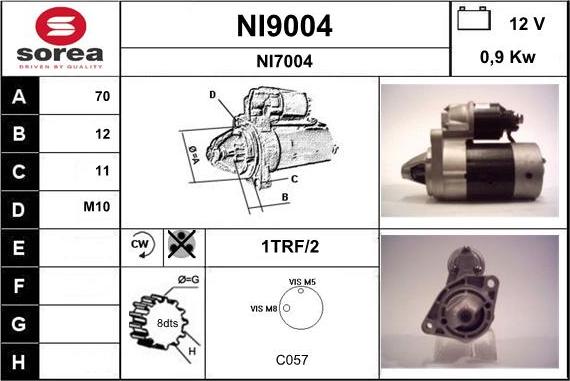 SNRA NI9004 - Starter autospares.lv