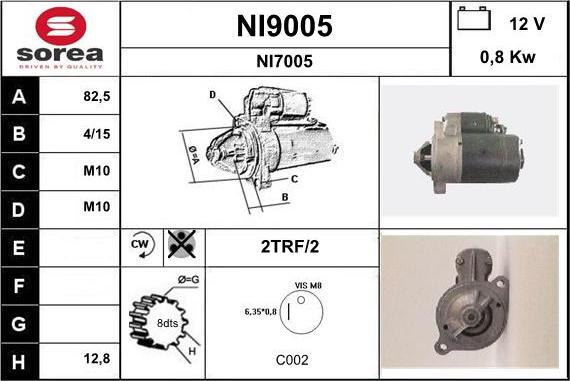SNRA NI9005 - Starter autospares.lv