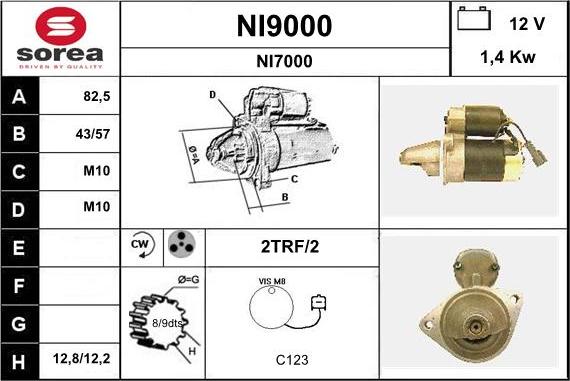 SNRA NI9000 - Starter autospares.lv