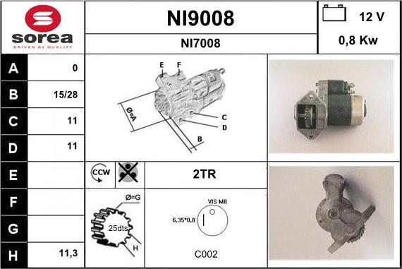 SNRA NI9008 - Starter autospares.lv