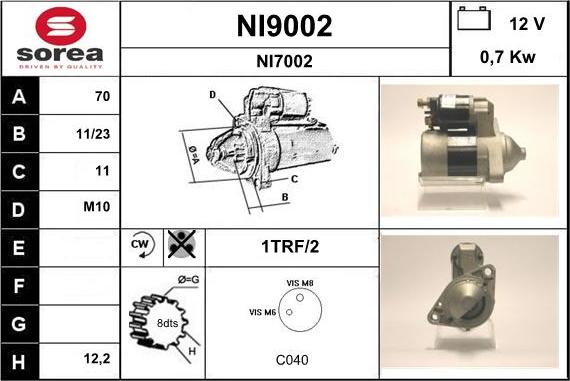 SNRA NI9002 - Starter autospares.lv