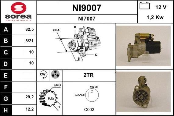 SNRA NI9007 - Starter autospares.lv