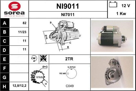 SNRA NI9011 - Starter autospares.lv