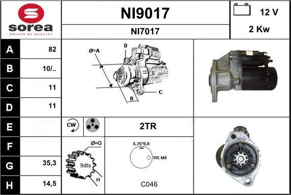 SNRA NI9017 - Starter autospares.lv