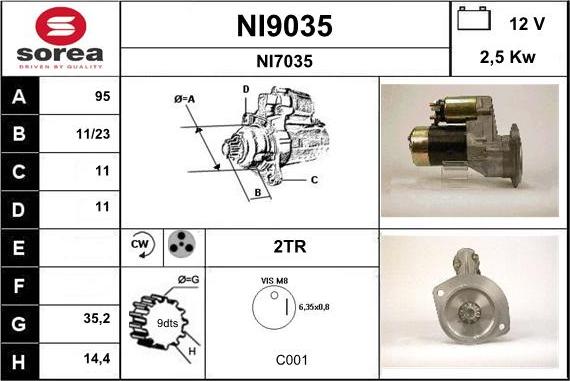 SNRA NI9035 - Starter autospares.lv