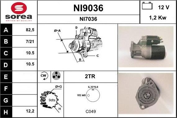 SNRA NI9036 - Starter autospares.lv