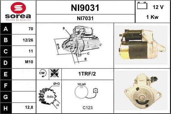 SNRA NI9031 - Starter autospares.lv