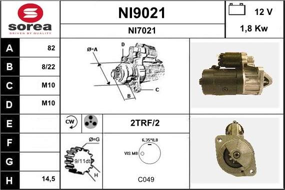 SNRA NI9021 - Starter autospares.lv