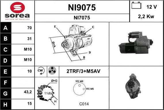 SNRA NI9075 - Starter autospares.lv