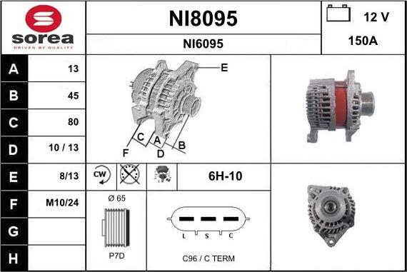 SNRA NI8095 - Alternator autospares.lv