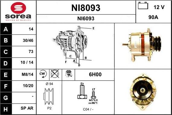 SNRA NI8093 - Alternator autospares.lv