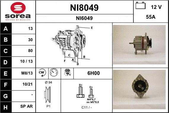 SNRA NI8049 - Alternator autospares.lv