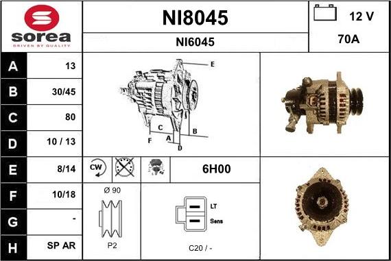 SNRA NI8045 - Alternator autospares.lv