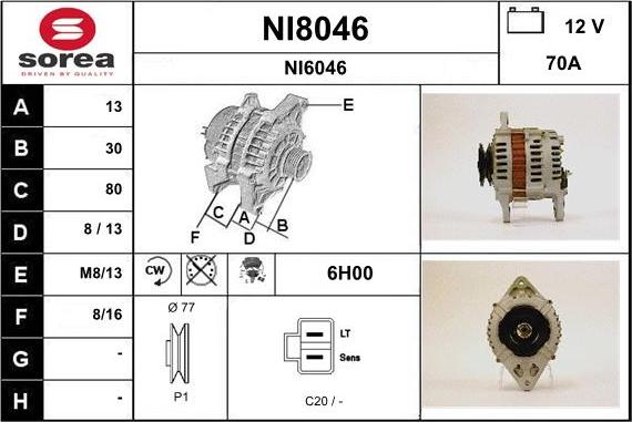SNRA NI8046 - Alternator autospares.lv