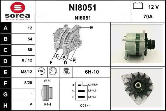 SNRA NI8051 - Alternator autospares.lv