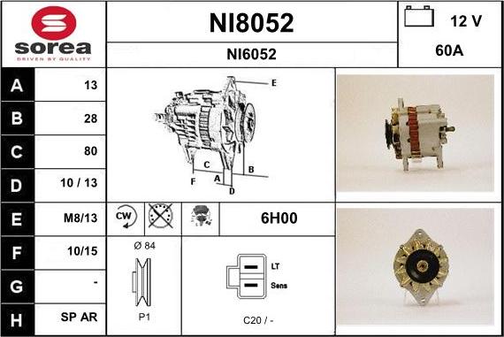 SNRA NI8052 - Alternator autospares.lv