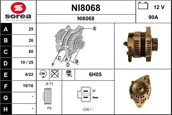 SNRA NI8068 - Alternator autospares.lv