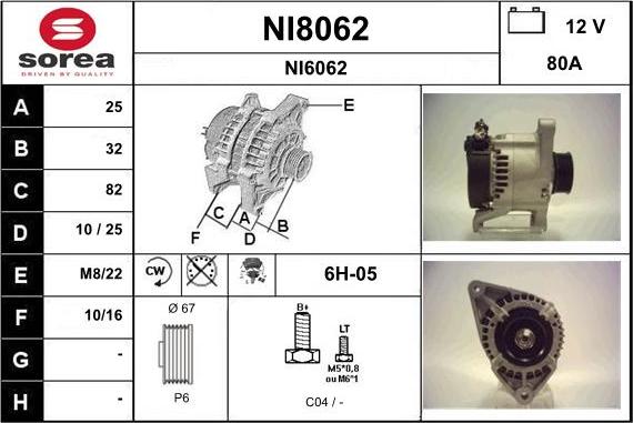 SNRA NI8062 - Alternator autospares.lv