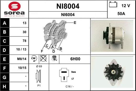 SNRA NI8004 - Alternator autospares.lv